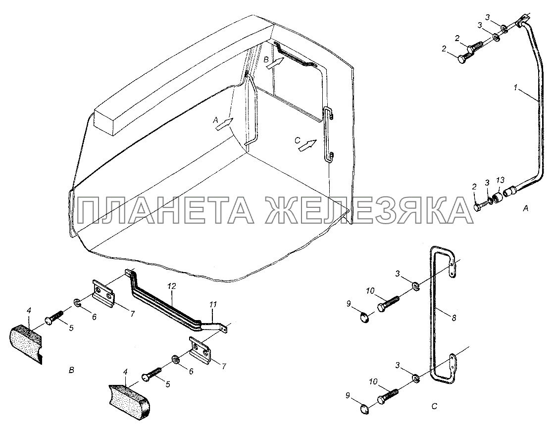 Установка поручней в кабине МАЗ-64226